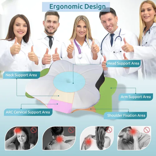 Miniatura 2 de DONAMA - Almohada cervical ortopédica para alivio de dolor del cuello, espuma viscoelástica contorneada, soporte ergonómico para dormir de lado