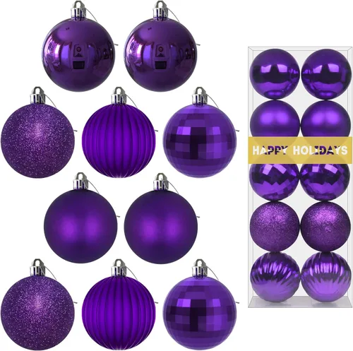 Miniatura 14 de Bolas de Navidad Grandes de 3.2" en Azul Bebé - Adornos para Árbol de Navidad, Bolas Colgantes Inastillables para Cumpleaños, Halloween, Boda