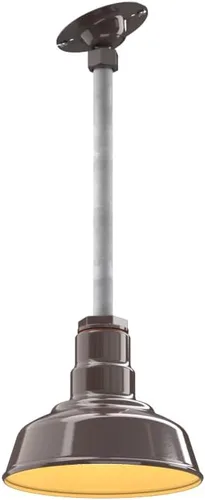 Miniatura 18 de Steel Lighting Co. Inglewood - Lámpara de granero Lámpara montada en el techo Cúpula redonda de 8 pulgadas vástago inclinado de 12 pulgadas