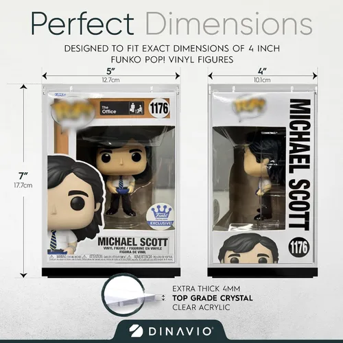 Miniatura 2 de Dinavio Crafthouse Funko Pop Protector – vitrina de acrílico – Diseño apilable resistente – Estuche de 0.157 in para figuras de vinilo de 4 pulgadas