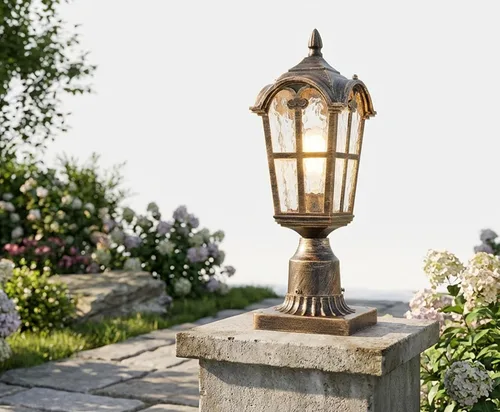 Miniatura 7 de YUBOLE Luz de poste para exteriores, farol de poste exterior, lámpara de poste de aluminio fundido impermeable con pantalla de vidrio templado