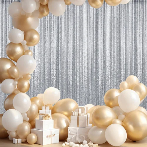 Miniatura 81 de 2 paneles de cortinas de fondo de lentejuelas verdes de 8 pies, cortinas de fondo de fotografía con purpurina para decoración de Navidad, boda