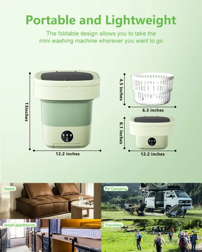Miniatura 2 de Lavadora portátil, mini lavadora de capacidad mejorada de 16 litros Limpieza profunda compacta de ropa interior, ropa de bebé, ropa pequeña
