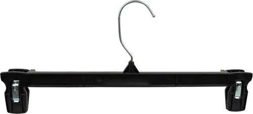 HangOn Perchas para pantalones de plástico reciclado con clips acanalados, color negro, 14 pulgadas, paquete de 10