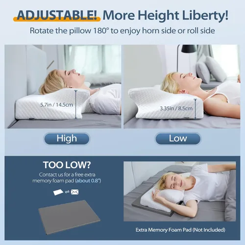 Miniatura 3 de HOMCA Almohada cervical de espuma viscoelástica con contorno para el alivio del dolor, almohada ortopédica para el cuello para quienes duermen