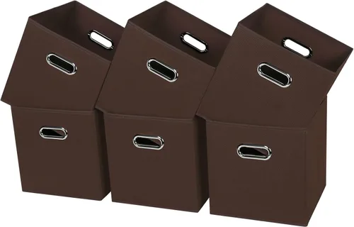 Miniatura 27 de Cubos de almacenamiento de tela – 13 x 13 x 13 pulgadas, cubos organizadores plegables con asas dobles – juego de 6, color azul