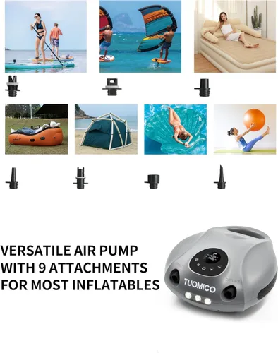 Miniatura 6 de Truely - Bomba de aire portátil de alta presión de 25 PSI, inflado rápido de 4 minutos, bomba de aire eléctrica con batería recargable de 74 WH