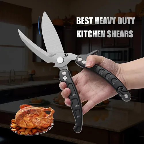 Miniatura 2 de Tijeras para Aves de Corral de Alta Resistencia, Tijeras de Cocina, Tijeras de Cocina de Acero Inoxidable Multiusos para Pavo de Navidad, Pollo