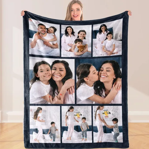 Miniatura 7 de Manta personalizada con fotos, manta personalizada de collage de 8 fotos, manta personalizada con imágenes, para memoria familiar, cumpleaños