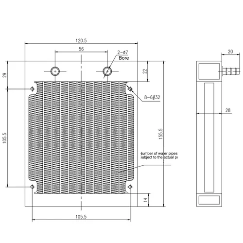Miniatura 4 de Clyxgs Radiador de refrigeración por agua, radiador intercambiador de calor de aluminio de 12 tubos con tubo para PC CPU, computadora, sistema