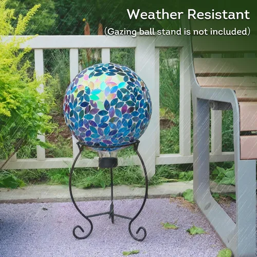 Miniatura 4 de Lily's Home Colorida bola de vidrio de mosaico, diseñada con un impresionante patrón de mosaico holográfico de pétalos para traer color a cualquier
