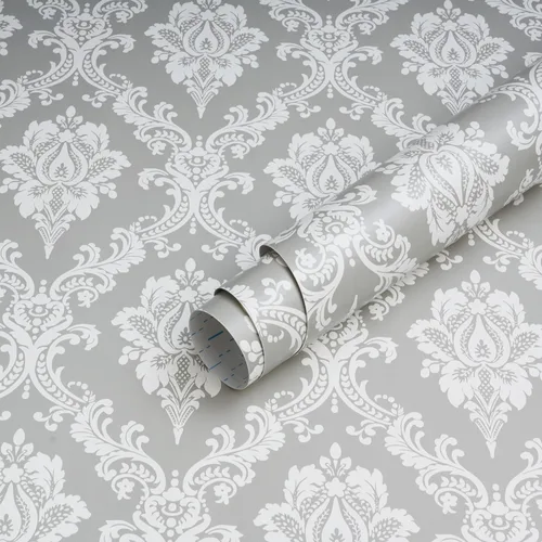 Miniatura 13 de Papel tapiz texturizado de tela de pasto gris para baño y dormitorio, papel adhesivo extraíble impermeable para gabinetes y muebles, 17.3 x 118