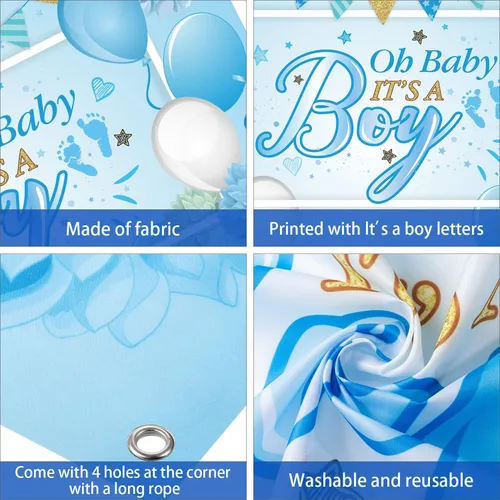 Miniatura 4 de Decoraciones para fiestas de baby shower Blulu, fondo grande de tela durable para fiestas de baby shower, fondo para cabina de fotos para fiestas