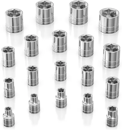 Miniatura 10 de Olsa Tools Juego de llaves profundas SAE - 1/4 pulgadas, 13 piezas - 6 puntas cromadas de 1/8" a 5/8" y tamaños sin saltos - Juego de llaves de vaso