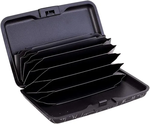 Miniatura 267 de ELFISH Mini cartera de aluminio RFID para tarjetas de crédito, funda de identificación de metal para hombres y mujeres, Happy Flower, Cartera Rfid