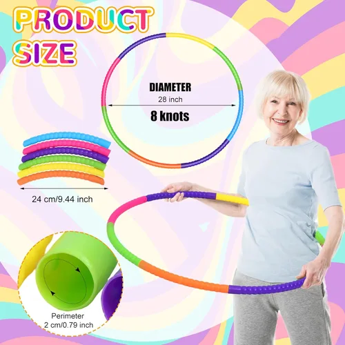 Miniatura 2 de Sratte 6 piezas de aros de ejercicio desmontables ajustables, aros de plástico que se unen con clic, anillo de juguete, color, juguetes de patio