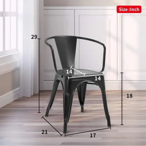 Miniatura 8 de FDW Juego de 4 sillas de comedor de metal para interiores, exteriores, patio, cocina, silla de restaurante de 18 pulgadas de altura de asiento