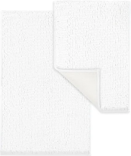 Miniatura 8 de LINLA Juego de 2 alfombras de baño de felpilla suave y absorbente, antideslizante, de secado rápido, lavables, alfombras para el suelo, bañera