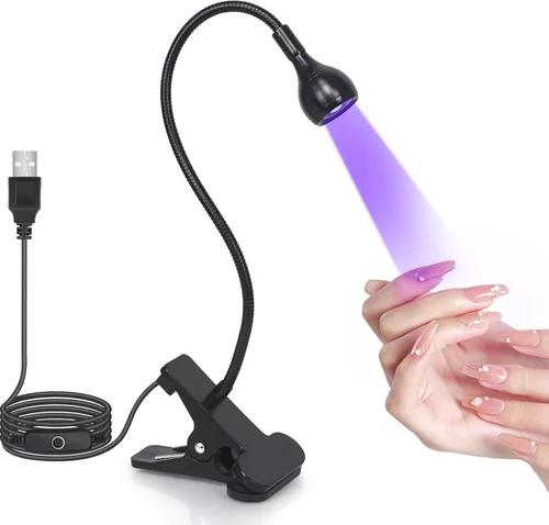 Lámpara UV para Uñas Geisofu - Luz UV para Uñas de Gel, Lámpara de Curación Flash LED de Cuello de Cisne para Uñas, Secador de Manicura Luz Negra