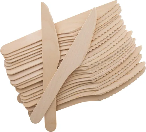 Miniatura 9 de Tenedores de madera desechables, paquete de 100 unidades, 6.5 pulgadas de longitud, biodegradables, utensilios de madera natural, ideales