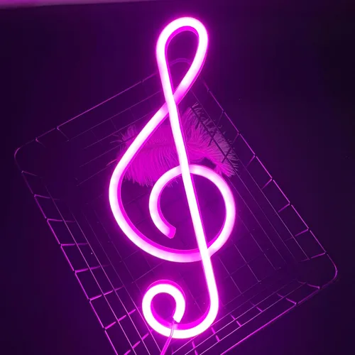Miniatura 8 de ENUOLI Letreros de neón, luces de neón en forma de nota musical, decoración LED, luz nocturna, decoración de pared junto a la cama, funciona