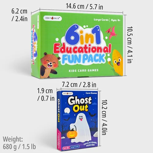Miniatura 7 de rokt&razo Juego educativo de cartas para niños 6 en 1, juego de memoria del alfabeto, Slap Jack, Go Fish, Crazy Eights, War, Ghost Out