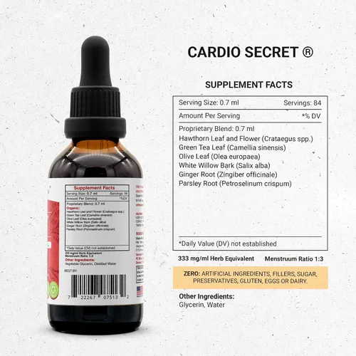Miniatura 4 de Secrets of the Tribe - Secreto cardiovascular, fórmula de flujo arterial, mezcla de suplementos herbarios, extracto líquido sin alcohol (2 fl oz)