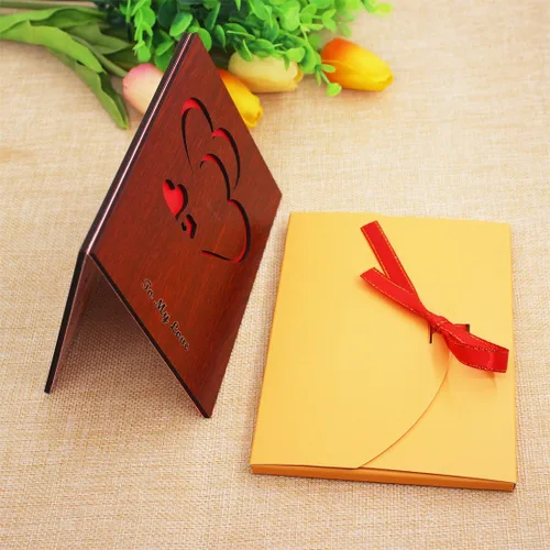 Miniatura 2 de Creawoo Tarjeta de felicitación de amor hecha a mano de madera de nogal con caja de regalo única, el mejor día de San Valentín, aniversario