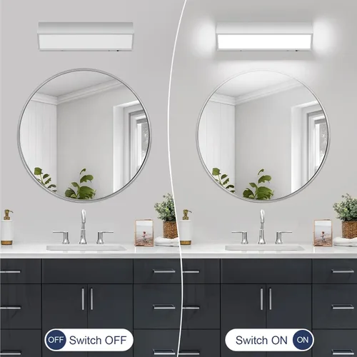 Miniatura 4 de Barra de luz LED moderna para tocador de baño (16 pulgadas, 5 CCT, regulable), accesorios de iluminación de pared de baño de acrílico moderno sobre