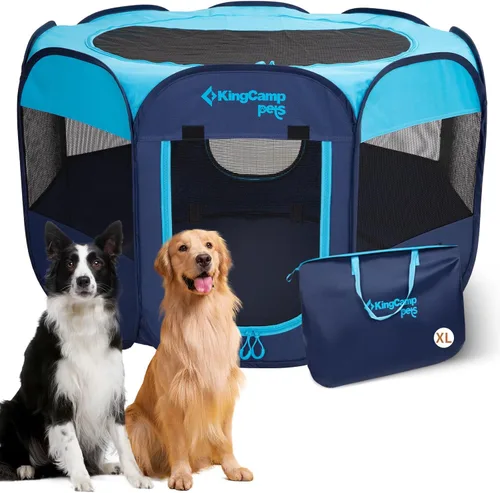Miniatura 15 de KingCamp Tienda de campaña para perros, gran casa portátil para perros para interiores y exteriores con tela Oxford 600D y doble capa para perros