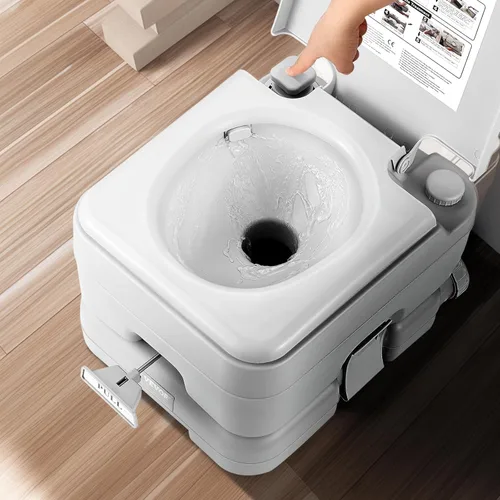 Miniatura 8 de VEVOR Inodoro portátil para camping y viajes en RV, inodoro de casete con 3.2 galones, descarga presurizada con botón pulsador, sellado a prueba