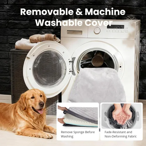 Miniatura 8 de OhGeni Cama ortopédica impermeable para perros pequeños, funda extraíble lavable a máquina en tela fácil de limpiar, espuma de alta densidad y asa