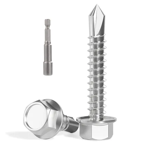 Miniatura 35 de VGBUY 170 tornillos autoperforantes para metal, tornillos autorroscantes de chapa metálica de acero inoxidable 410 #10 x 3/4 pulgadas, tornillos