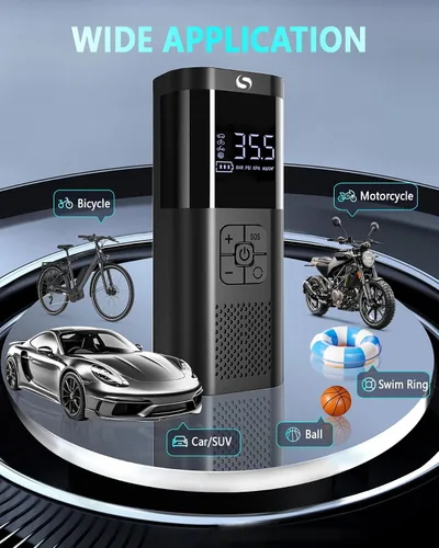 Miniatura 3 de Inflador de neumáticos, compresor de neumáticos portátil, inflador de neumáticos inalámbrico con luz LED para automóvil, motocicleta, bicicleta