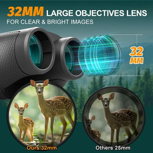 Miniatura 3 de WOZEL - Binoculares compactos de 15 x 32 pulgadas para adultos y niños, binoculares pequeños de alta potencia para observación de aves, caza, 2-negro