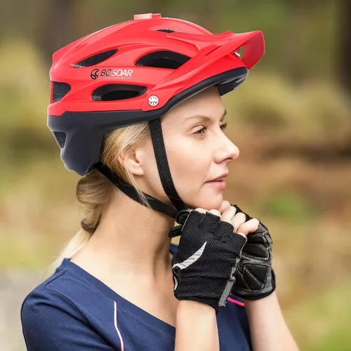 Miniatura 2 de Casco de bicicleta de montaña Bosoar, casco de ciclismo para adultos con soporte para cámara y visera desmontable para hombres, mujeres y jóvenes