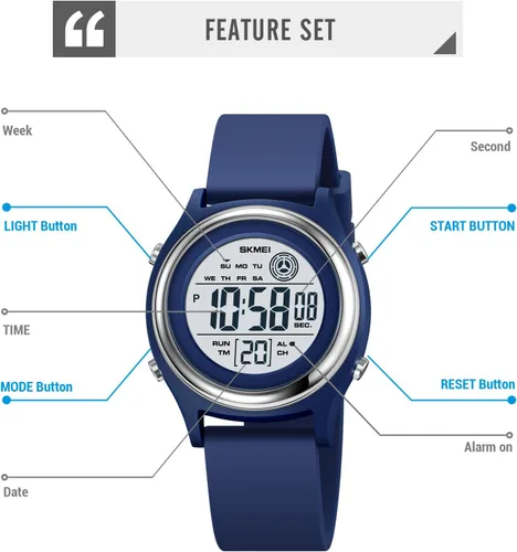 Miniatura 9 de Gosasa Reloj digital de moda para mujer, reloj multifuncional impermeable deportivo LED para mujer