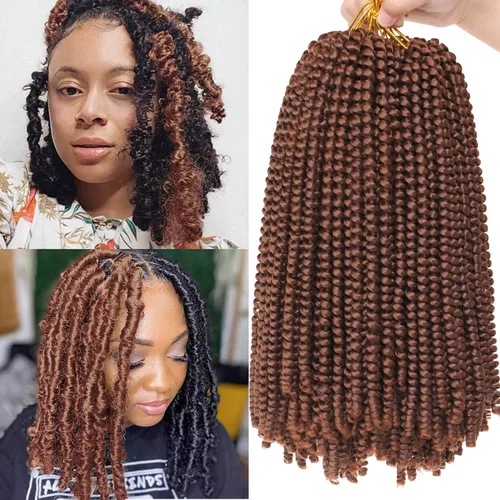 Miniatura 18 de Xtrend - Cabello trenzado de ganchillo con rizos de resorte, color rojo cobrizo, 12 pulgadas, para rizos de mariposa de imitación, extensiones
