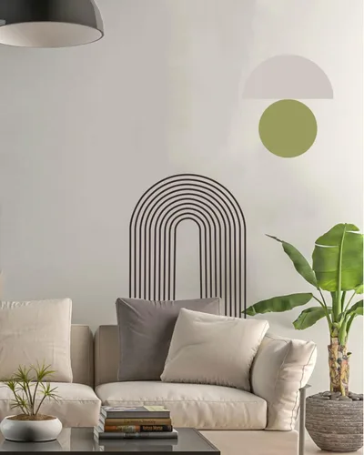 Miniatura 2 de Arte de pared abstracto de arco – Adhesivo de pared de arco iris, calcomanías modernas para despegar y pegar para dormitorio, sala de estar, oficina