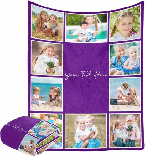 Miniatura 34 de Manta personalizada con fotos, manta personalizada con retrato familiar para padres, niños, perros y familia, manta personalizada para un día