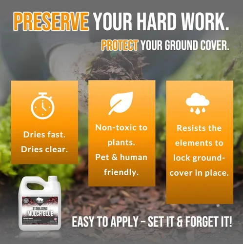 Miniatura 5 de Rhino Stabilizing Mulch Glue Advanced Mulch Binder for Landscaping Pea Gravel, Rubber Mulch and Straw Binder, Ideal para mantenimiento del paisaje