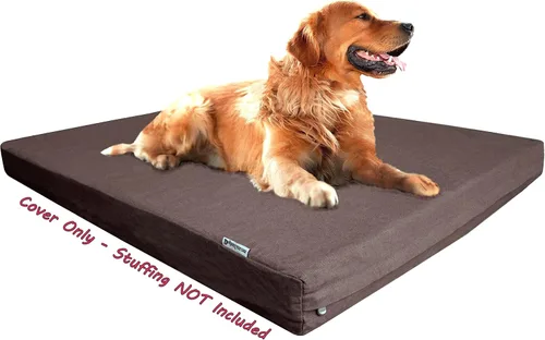 Miniatura 5 de Dogbed4less Tamaño extra grande de 40 x 35 x 4 pulgadas, cama para mascotas de color marrón con diseño de vaquero de mezclilla, cubierta externa