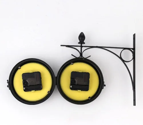 Miniatura 8 de Eforcase Reloj de pared retro de doble cara, estación de reloj de pared de doble cara, reloj colgante de esfera retro, reloj decorativo de cuarzo