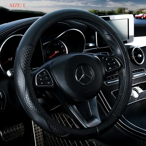 Miniatura 10 de Red Rain Funda de cuero negro y azul para volante de automóvil, tamaño universal M / 15 pulgadas, compatible con coche/automóvil/SUV