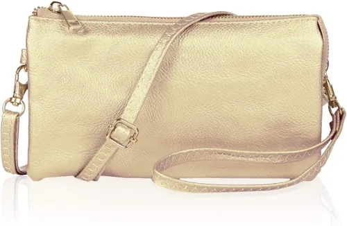 RIAH FASHION Cartera convertible de cuero vegano para bolso de mano Bolso pequeño para teléfonoranuras para tarjetas y muñeca desmontablebandolera