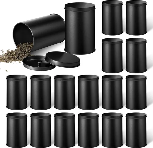 Irenare 20 Pack Tea Canisters for Loose Tea Tin Canister with Airtight Double Lids 16 oz Metal Coffee Cans Empty Small Round Kitchen Container for