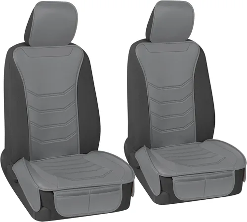 Motor Trend LuxeFit - Fundas de asiento de color gris sólido para autos, camiones, camionetas, SUV (paquete de 2), fundas de asiento de automóvil de