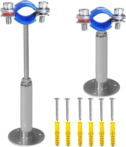 Soportes de tubería de montaje en techo para montaje en pared, abrazaderas de tubo ajustables, perchas, acero inoxidable 304, 2 piezas adecuadas