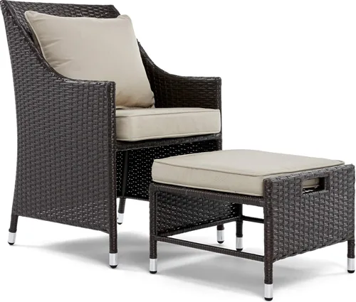 Miniatura 13 de Serta Laguna - Juego de muebles de patio para exteriores, 5 piezas, sillas reclinables de mimbre marrón con otomanas, cojines y mesa auxiliar