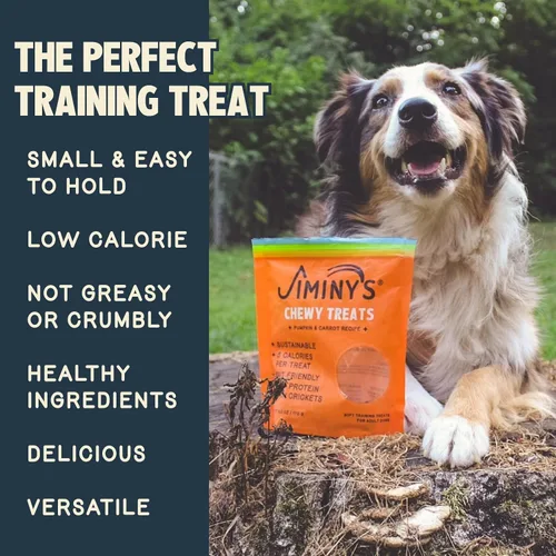 Miniatura 2 de Jiminy's Golosinas masticables de entrenamiento de cricket para perros, bajas en calorías, hipoalergénicas, fabricadas en Estados Unidos, 6 onzas